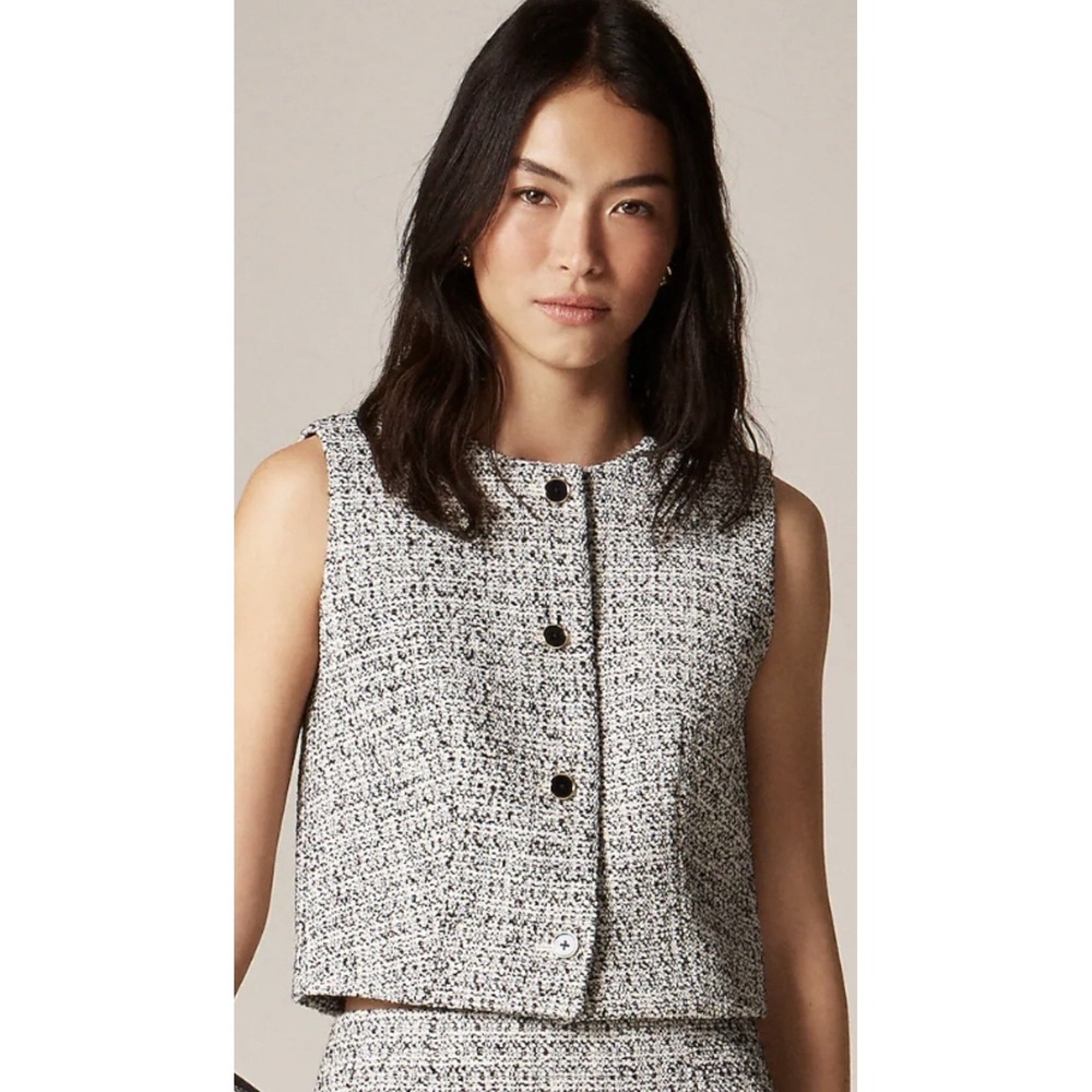 NEW! J CREW Heather Tweed Vest Sz 6 Button Front Preppy Wool Blend Quite Luxury